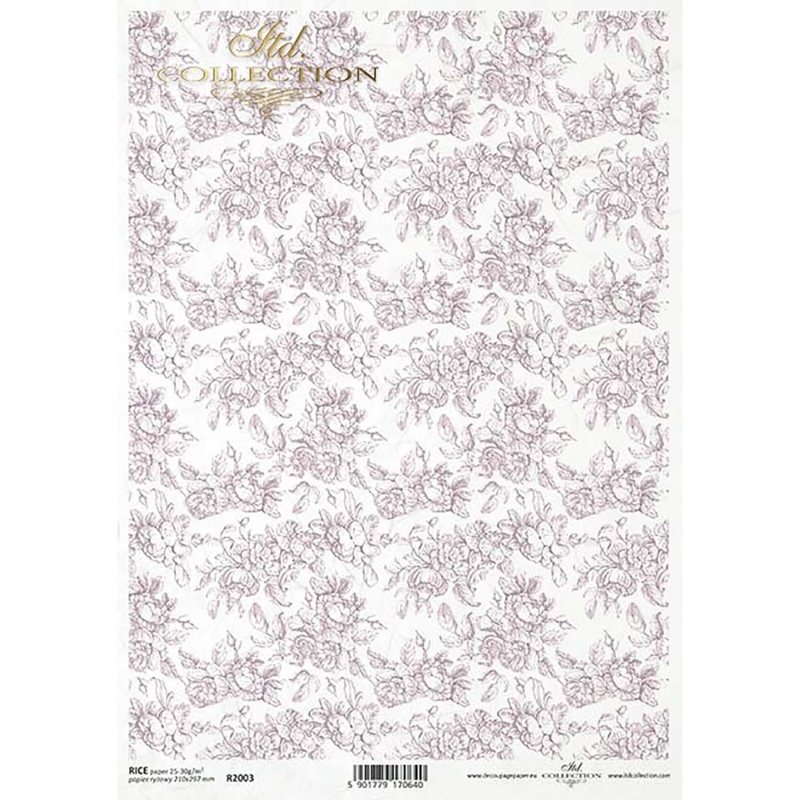 Ryžový papier na decoupage, A4, fialové kvety
