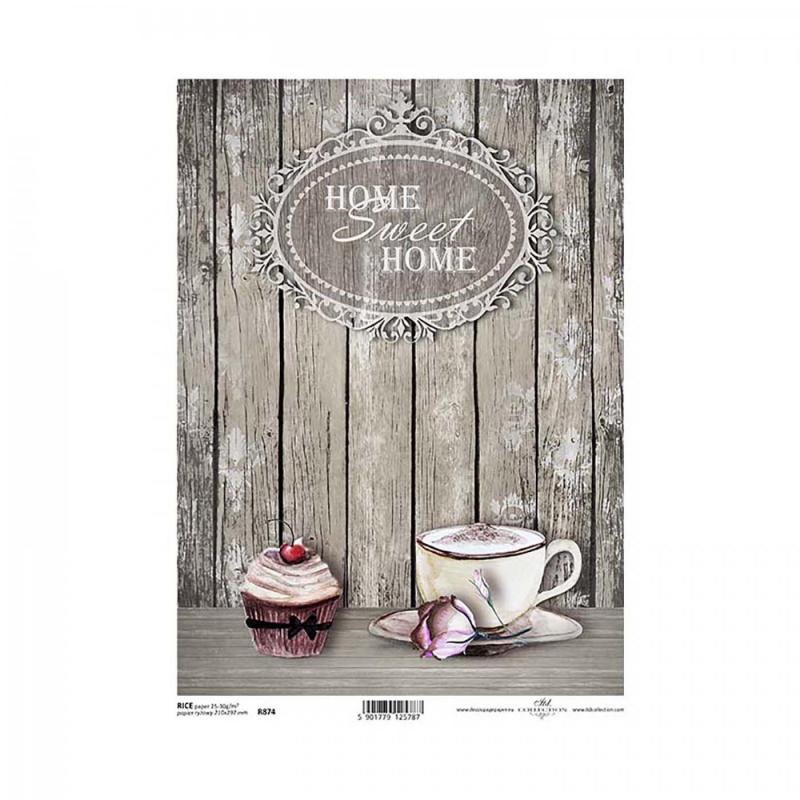 Ryžový papier na decoupage, A4, home sweet home 3