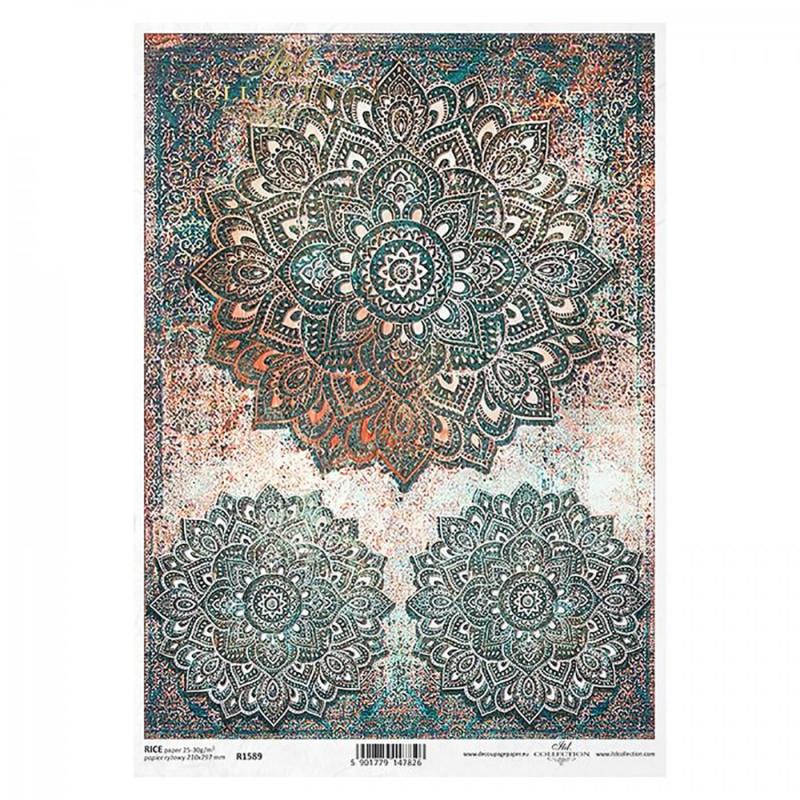 Ryžový papier na decoupage, A4, mandala
