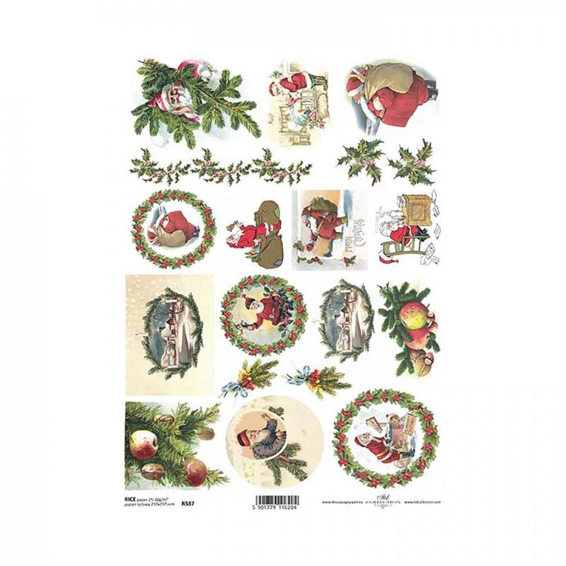 Ryžový papier na decoupage, A4, Vianočné motívy
