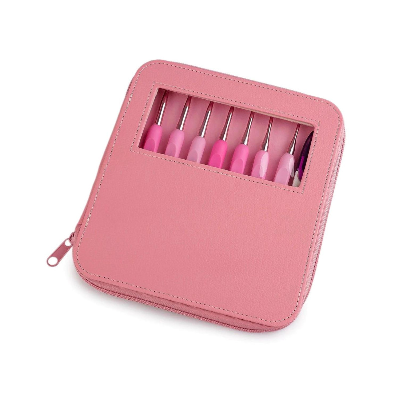 Sada háčikov na háčkovanie v púzdre Pink, 9 ks