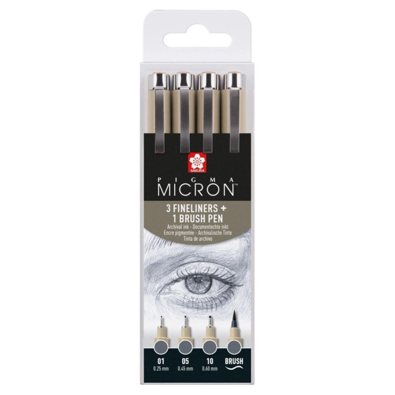 SAKURA Pigma Micron fineliner, sada 4 ks Cool Gray