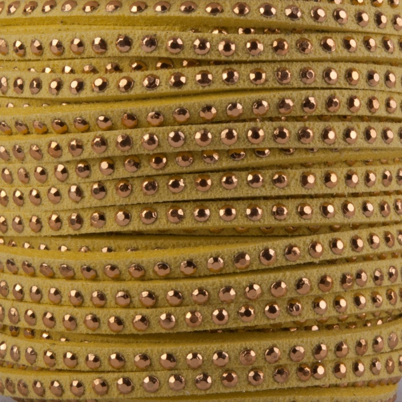 Semišová šnúrka, vybíjaná zlatá, žltá1 m
