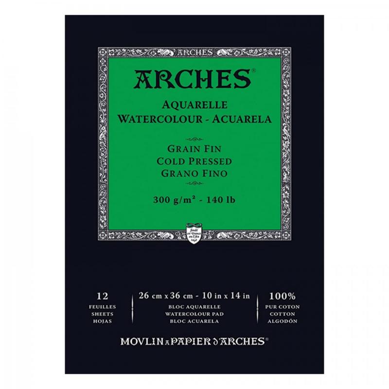 Skicár Arches na akvarel CP, jemný, 26 x 36 cm, 300 g, 12 listov