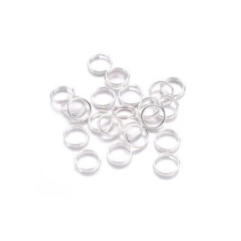 Spojovací krúžok dvojitý 8 x 0,7 mm, strieborný 10 ks