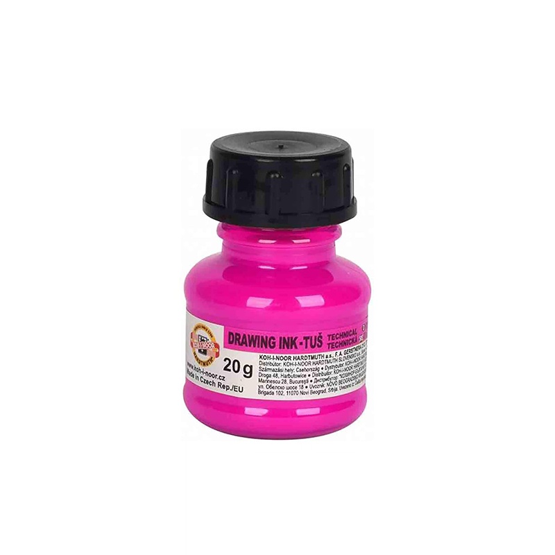 Tuš technický, KOH-I-NOOR, fluorescenčná ružová, 20 g