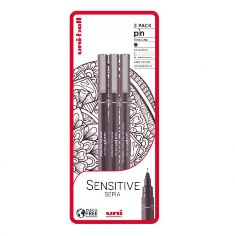 UNI PIN set 3 ks markerov na kreslenie Sensitive Sepia