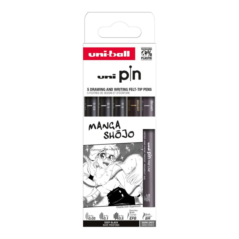 UNI PIN set 5 ks linerov Drawing Manga Shojo