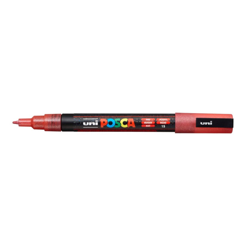 Uni Posca fixka PC-3ML, 1,3 mm, červená glitter