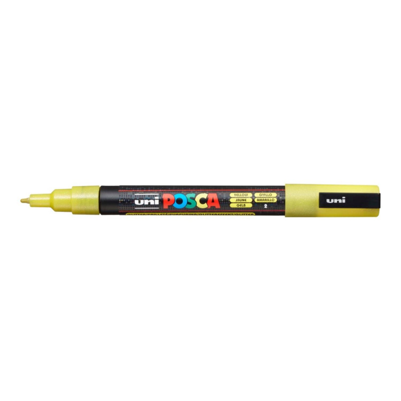Uni Posca fixka PC-3ML, 1,3 mm, žltá glitter