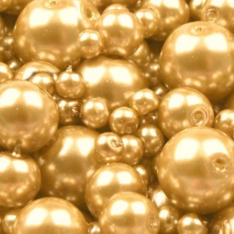 Voskované perly 10 mm, 28B starozlatá 10 ks