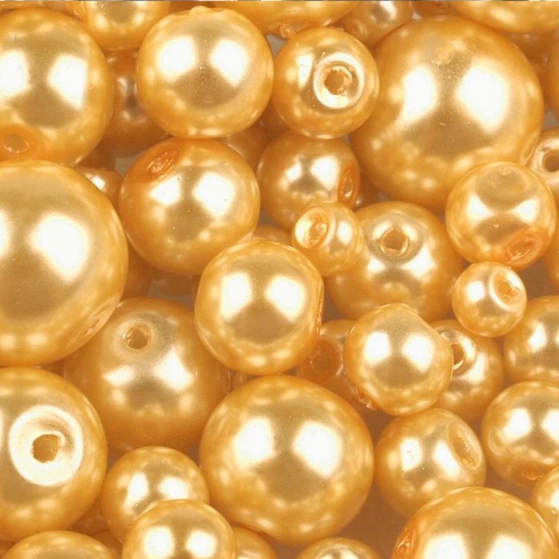 Voskované perly 12 mm, 74B jasnozlatá 10 ks