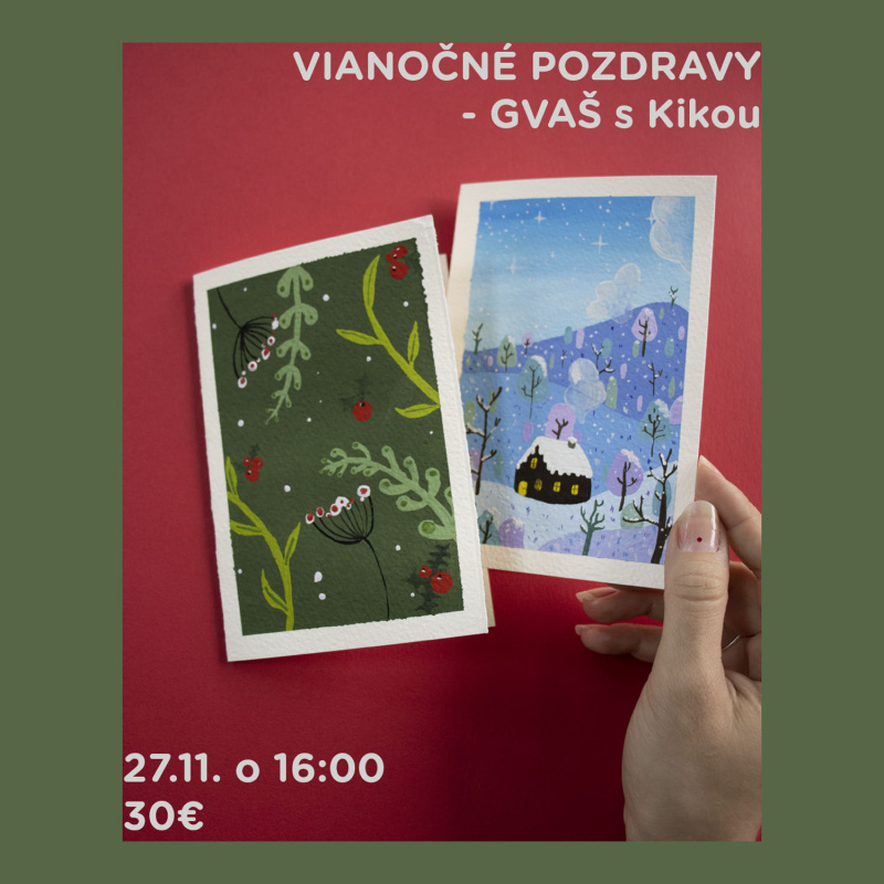Workshop, Vinočné pozdravy gvašom s Kikou, 27.11.2025 -16:00
