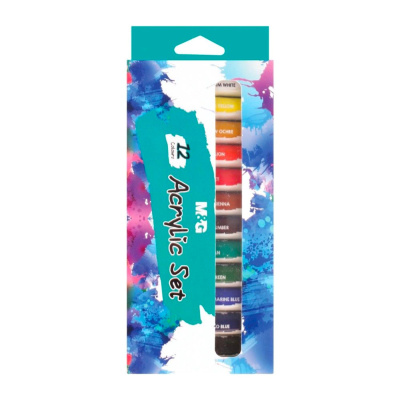 Akrylové farby M&G, 12 x 12 ml