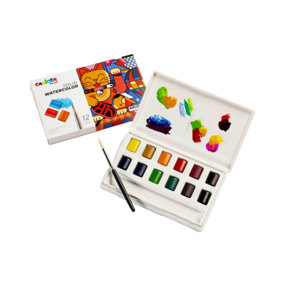 Akvarelové farby Solid CARIOCA plus, puzdro, 12 ks