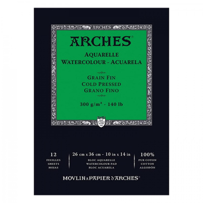 Arches skicár na akvarel CP, jemný, 26 x 36 cm, 300 g, 12 listov