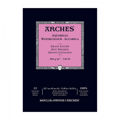 Arches skicár na akvarel HP, 29,7 x 42 cm, 300 g, 12 listov