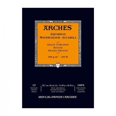 Arches skicár na akvarel, rough, 29,7 x 42 cm, 300 g, 12 listov