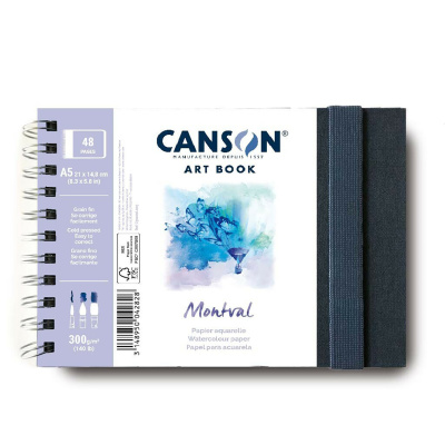 Art Book, CANSON MONTVAL Aquarelle CP, skicár A5, 300g, 48 listov