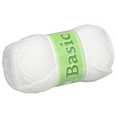 Basic, akrylová priadza, 50 g, cca 150 m, 1100 biela
