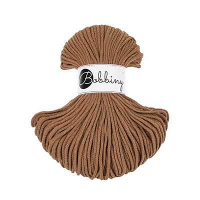 Bobbiny, Macramé pletená šnúra, 3 mm, 100 m, Caramel