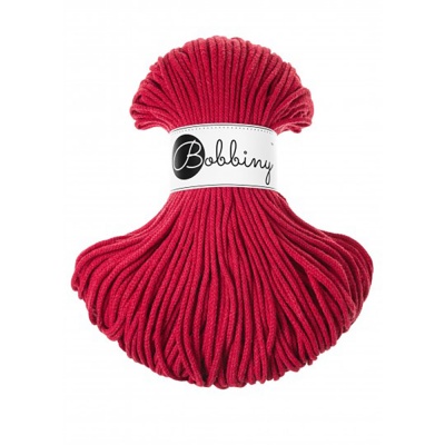 Bobbiny, Macramé pletená šnúra, 3 mm, 100 m, Classic Red