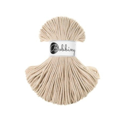 Bobbiny, Macramé pletená šnúra, 3 mm, 100 m, Warm Beige