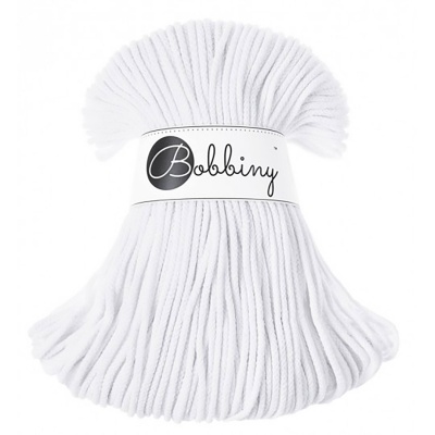 Bobbiny, Macramé pletená šnúra, 3 mm, 100 m, White