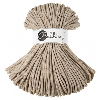 Bobbiny, Macramé pletená šnúra, 5 mm, 100 m, Beige