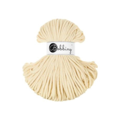 Bobbiny, Macramé pletená šnúra, 5 mm, 100 m, Butter Yellow