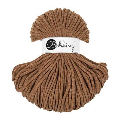 Bobbiny, Macramé pletená šnúra, 5 mm, 100 m, Caramel