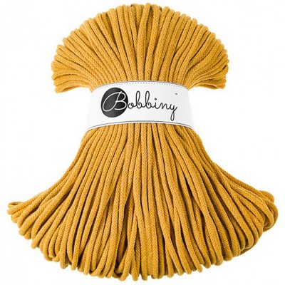 Bobbiny, Macramé pletená šnúra, 5 mm, 100 m, Mustard