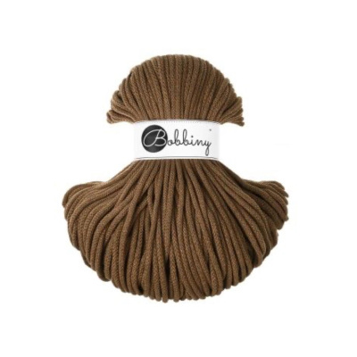 Bobbiny, Macramé pletená šnúra, 5 mm, 100 m, Nut Brown