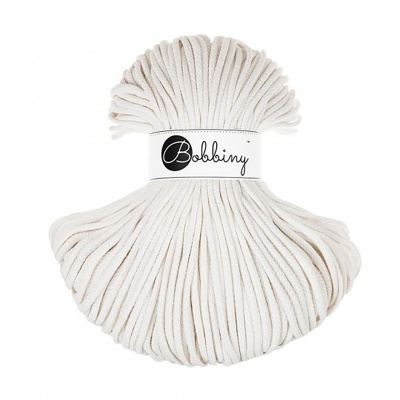 Bobbiny, Macramé pletená šnúra, 5 mm, 100 m, Off White