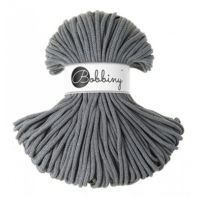 Bobbiny, Macramé pletená šnúra, 5 mm, 100 m, Steel