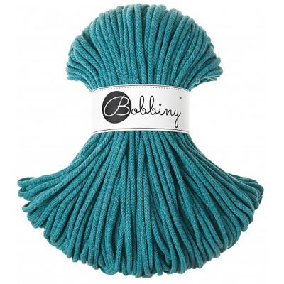 Bobbiny, Macramé pletená šnúra, 5 mm, 100 m, Teal