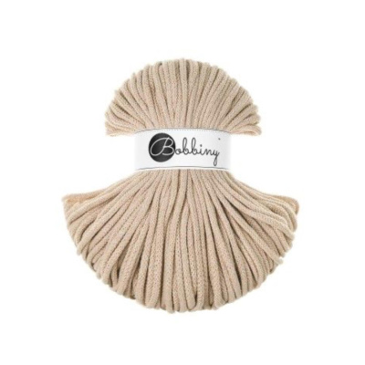 Bobbiny, Macramé pletená šnúra, 5 mm, 100 m, Warm Beige