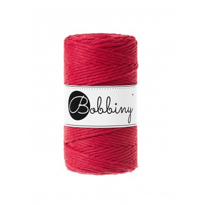 Bobbiny, Macramé točená šnúra, 3 mm, 100 m, Classic Red