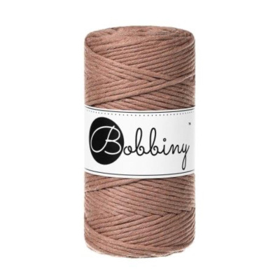 Bobbiny, Macramé točená šnúra, 3 mm, 100 m, Mocha Mousse
