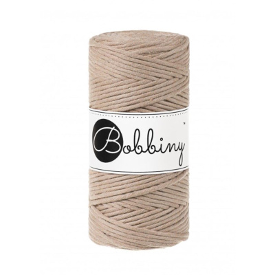 Bobbiny, Macramé točená šnúra, 3 mm, 100 m, Sand