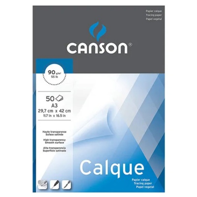 CANSON CALQUE SATIN® pauzovací papier, A3, 50g/m2, 20 listov, lepený