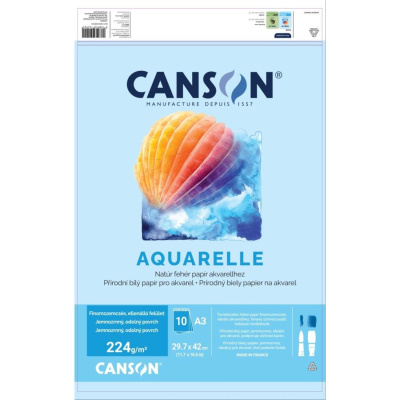 CANSON Skicár FineFace Aquarelle, 224g, A3 - 10 listov