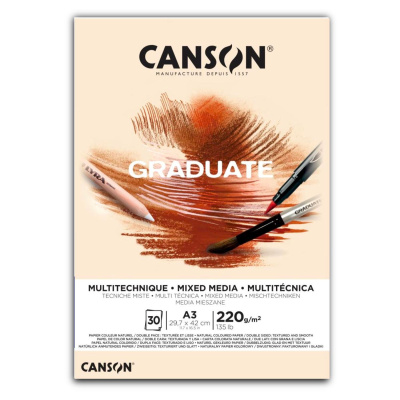 CANSON Skicár Graduate Mixed Media natural A3, 220 g, 30 listov