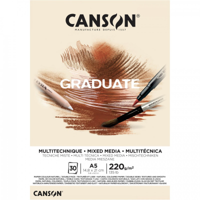 CANSON Skicár Graduate Mixed Media natural A5, 220 g, 30 listov