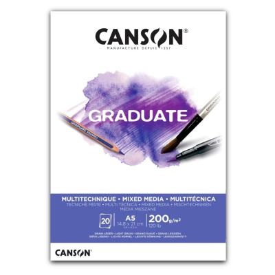 CANSON Skicár Graduate Mixed Media white A5, 200 g, 20 listov