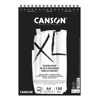 CANSON XL Dessin noir krúžková väzba, A5, čierny skicár