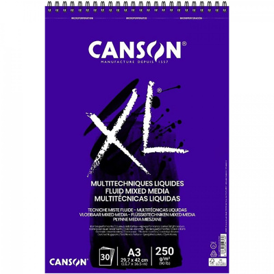 CANSON XL Fluid Mixed Media, A3, 250 g, 30 listov