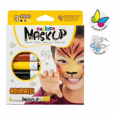CARIOCA, Farby na tvár v tyčinke ANIMALS, 3 ks