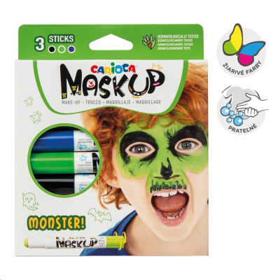 CARIOCA, Farby na tvár v tyčinke MONSTER, 3 ks