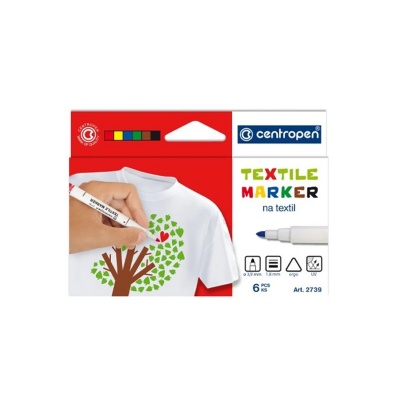 Centropen fixka na textil, 1,8 mm, sada 6 ks